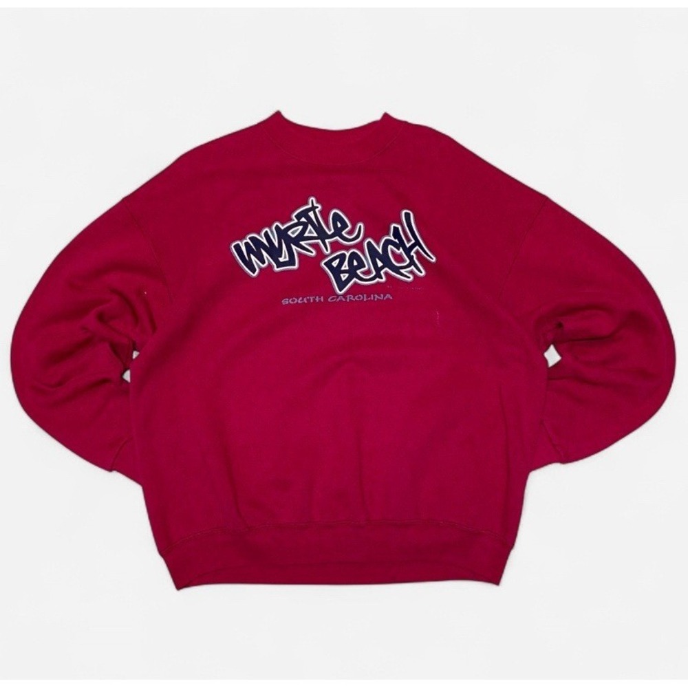 Vintage 90s burgundy Myrtle beach south carolina graphic crewneck sweatshirt